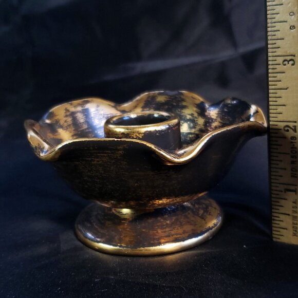 Vintage Stangl Pottery Antique Gold 22k Candlestick Holder  MCM Vintage - Picture 2 of 8